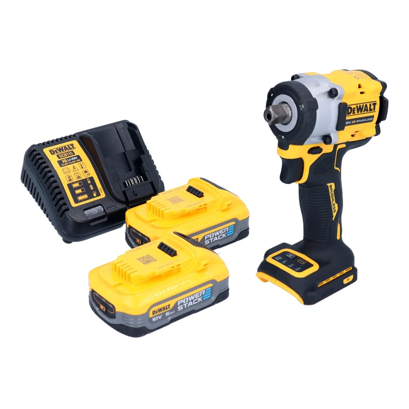 DeWalt DCF 922 H2 Akku Schlagschrauber 18 V 406 Nm 1/2" Brushless + 2x Powerstack Akku 5,0 Ah + Ladegerät