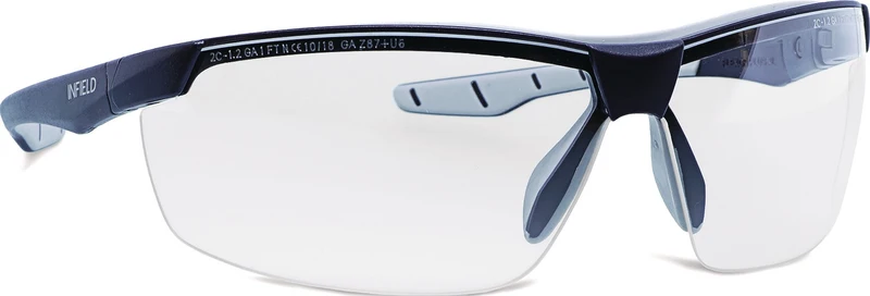 INFIELD SAFETY Schutzbrille Flexor Plus XL EN 166 – Kristallfassung, klare Polycarbonatscheibe