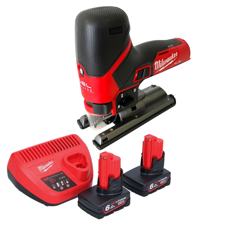Milwaukee M12 FJS-602 Akku Stichsäge 12 V 22 mm Brushless + 2x Akku 6,0 Ah + Ladegerät
