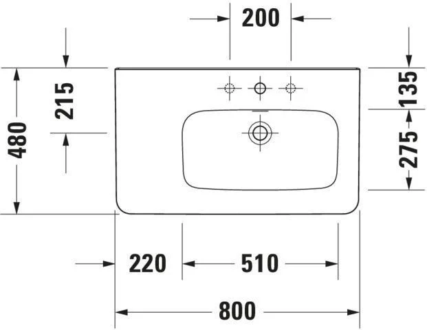 DURAVIT DuraStyle Möbelwaschtisch 800 mm, Becken rechts, WonderGliss, mit Überlauf, weiß