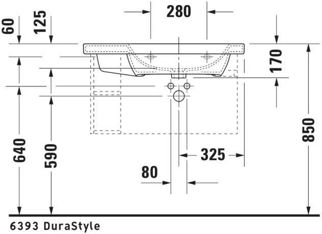 DURAVIT DuraStyle Möbelwaschtisch 800 mm, Becken rechts, WonderGliss, mit Überlauf, weiß