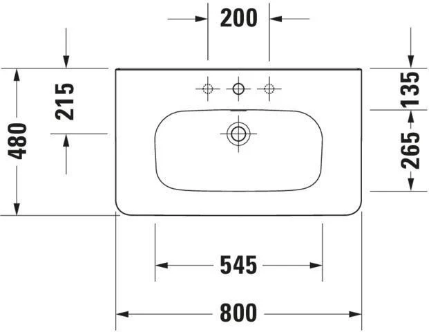DURAVIT DuraStyle Möbelwaschtisch 800 mm mit WonderGliss, Überlauf und 1 Hahnloch in Weiß
