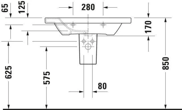 DURAVIT DuraStyle Möbelwaschtisch 800 mm mit WonderGliss, Überlauf und 1 Hahnloch in Weiß