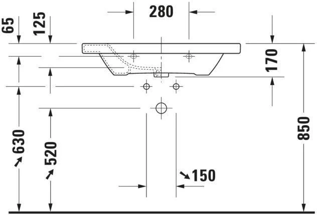 DURAVIT DuraStyle Möbelwaschtisch 800 mm mit WonderGliss, Überlauf und 1 Hahnloch in Weiß