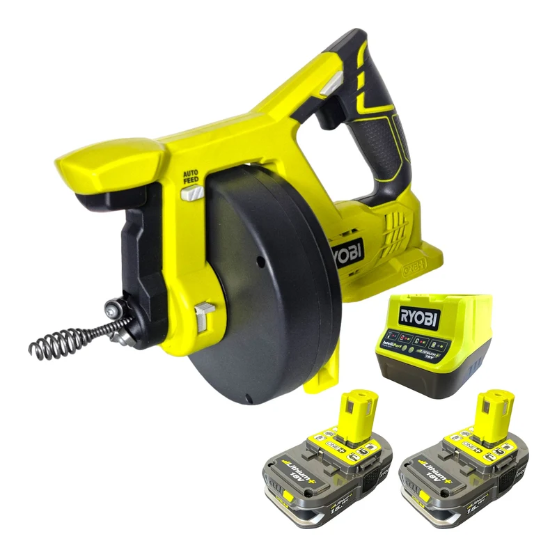 RYOBI R18DA-215 Akku Rohrreinigungsgerät 18 V ONE+ 7,6 m x 16 mm + 2x Akku 1,5 Ah + Ladegerät
