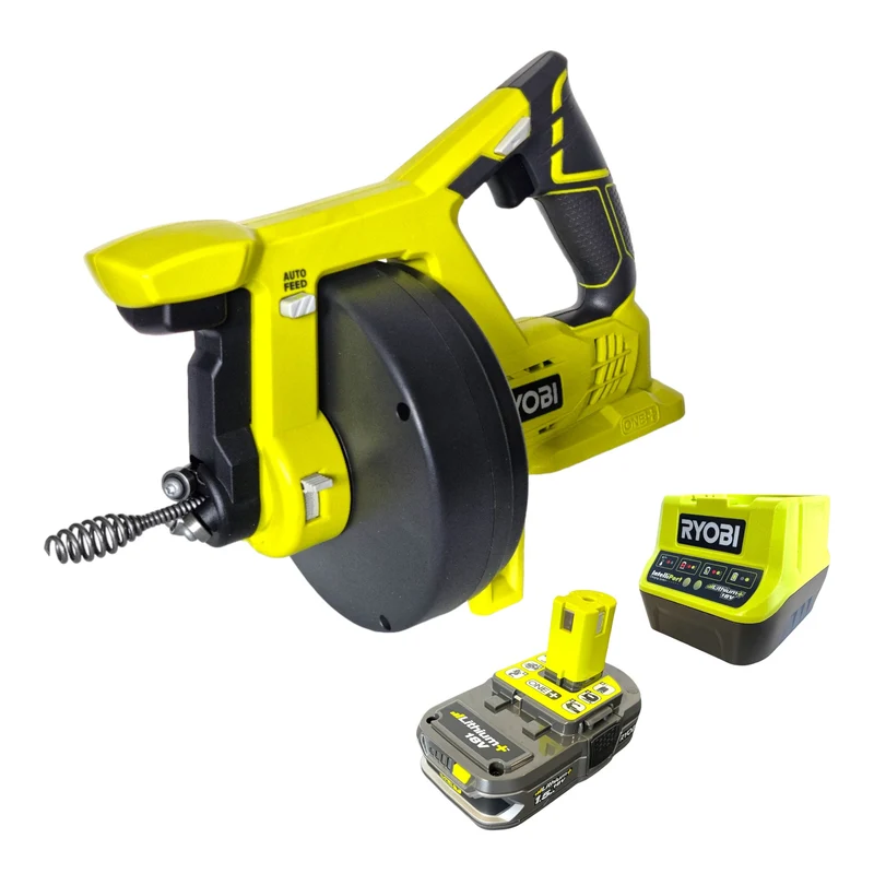 RYOBI R18DA-115 Akku Rohrreinigungsgerät 18 V ONE+ 7,6 m x 16 mm + 1x Akku 1,5 Ah + Ladegerät