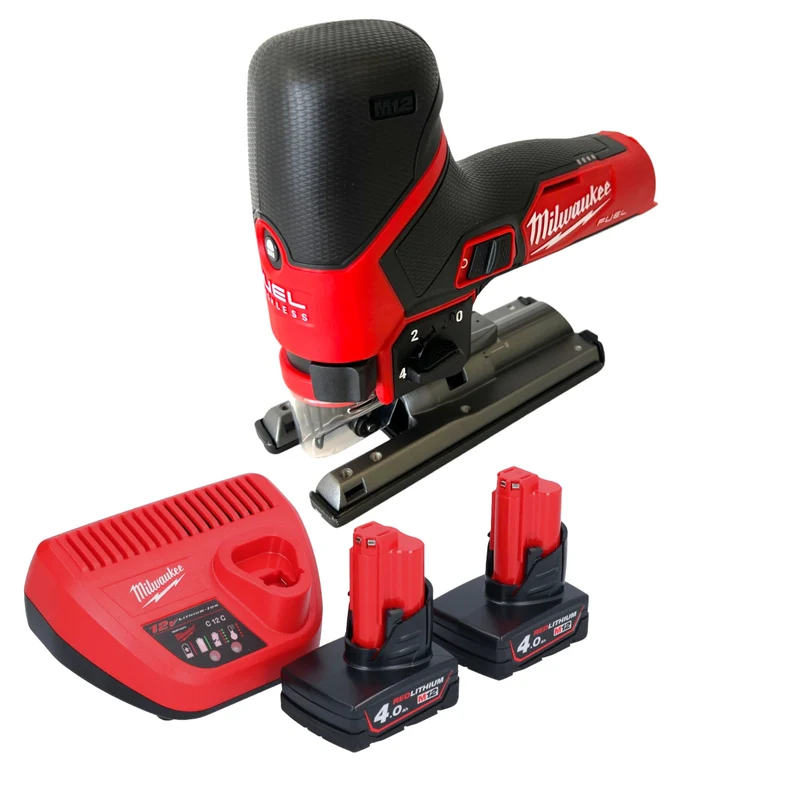 Milwaukee M12 FJS-402 Akku Stichsäge 12 V 22 mm Brushless + 2x Akku 4,0 Ah + Ladegerät