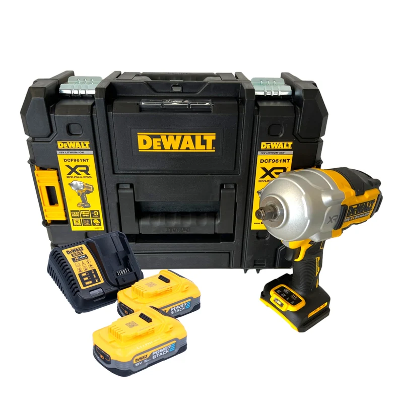 DeWalt DCF 961 H2T Akku Schlagschrauber 18 V 1632 Nm 1/2" Brushless + 2x Powerstack Akku 5,0 Ah + Ladegerät + TSTAK