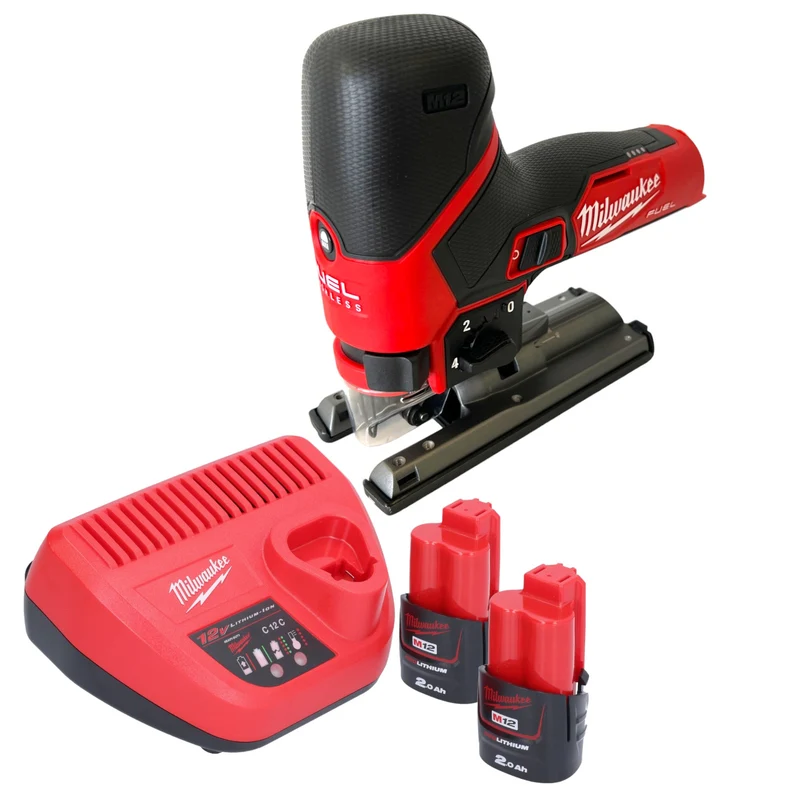 Milwaukee M12 FJS-202 Akku Stichsäge 12 V 22 mm Brushless + 2x Akku 2,0 Ah + Ladegerät