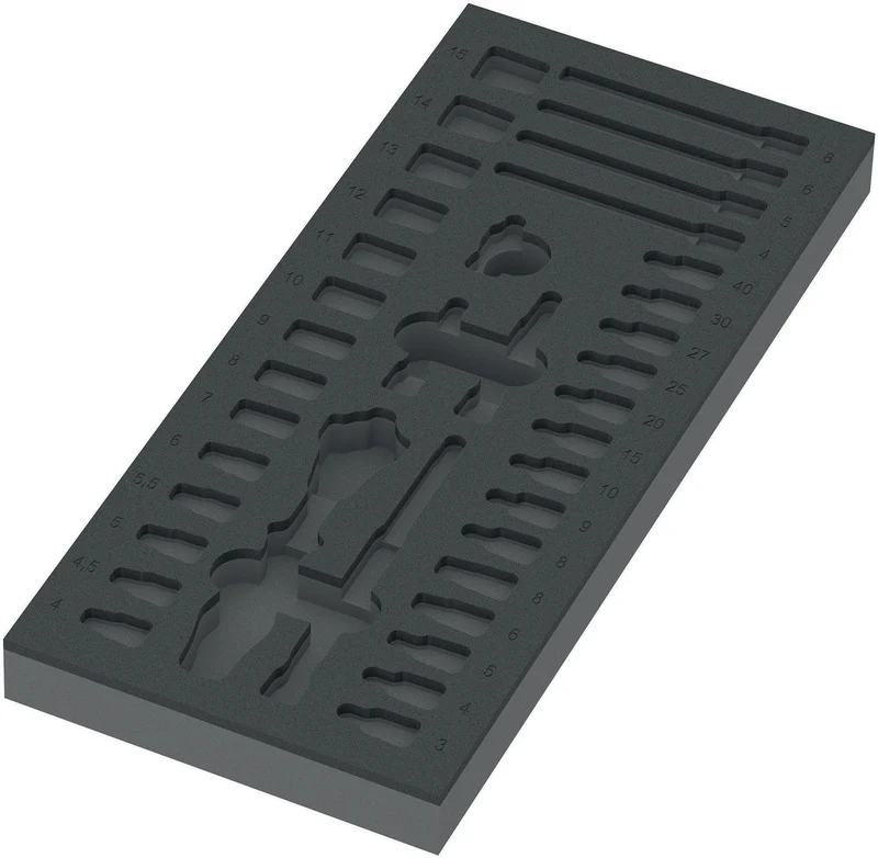 WERA Schaumstoffeinlage leer – Ersatz für 9720, 2-farbig, 172 x 30 x 392 mm