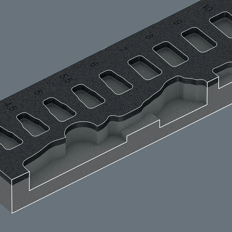 WERA Schaumstoffeinlage leer – Ersatz für 9720, 2-farbig, 172 x 30 x 392 mm