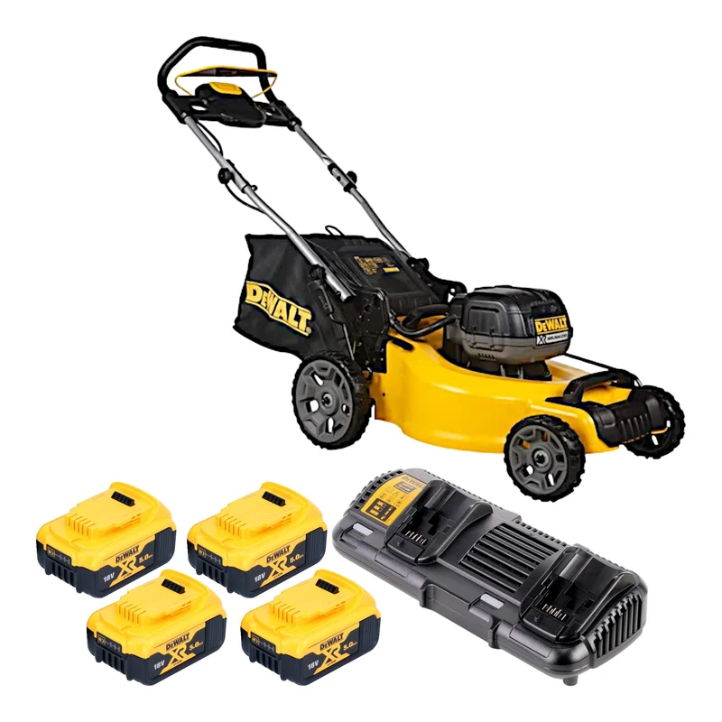 DeWalt DCMW 564 P4 Akku Rasenmäher 36 V ( 2x 18 V ) 48 cm Brushless + 4x Akku 5,0 Ah + Ladegerät