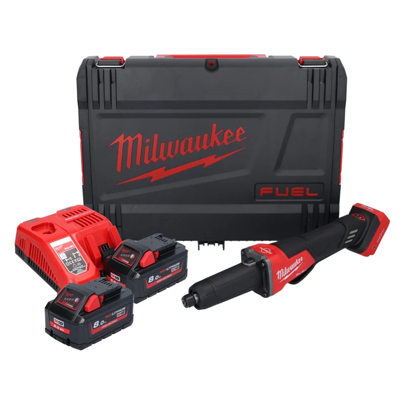 Milwaukee M18 FDGROVPDB-802X Akku Geradschleifer 18 V Brushless + 2x Akku 8,0 Ah + Ladegerät + HD Box