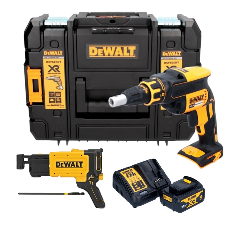 DeWalt DCF 620 M1T Akku Trockenbauschrauber 18 V 30 Nm Brushless + 1x Akku 4,0 Ah + Ladegerät + TSTAK