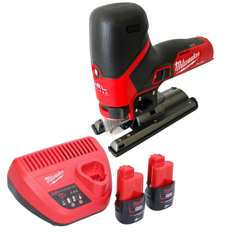 Milwaukee M12 FJS-302 Akku Stichsäge 12 V 22 mm Brushless + 2x Akku 3,0 Ah + Ladegerät
