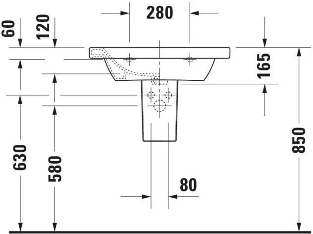 DURAVIT DuraStyle Möbelwaschtisch 650 mm mit WonderGliss, 1 Hahnloch & Überlauf