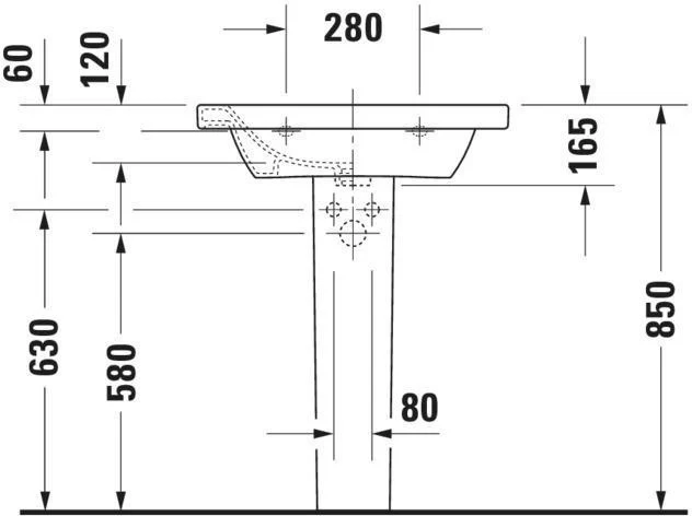 DURAVIT DuraStyle Möbelwaschtisch 650 mm mit WonderGliss, 1 Hahnloch & Überlauf