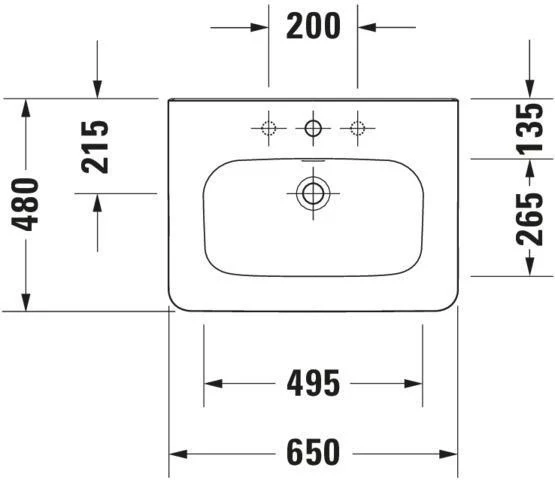 DURAVIT DuraStyle Möbelwaschtisch 650 mm mit WonderGliss, 1 Hahnloch & Überlauf