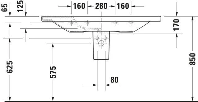 DURAVIT DuraStyle Möbelwaschtisch 1200 mm weiß WonderGliss mit Überlauf und Hahnlochbank