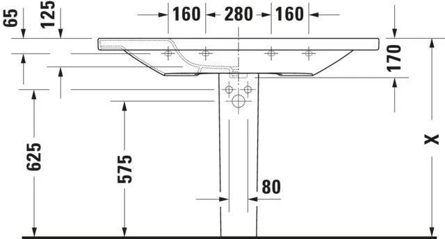 DURAVIT DuraStyle Möbelwaschtisch 1200 mm weiß WonderGliss mit Überlauf und Hahnlochbank