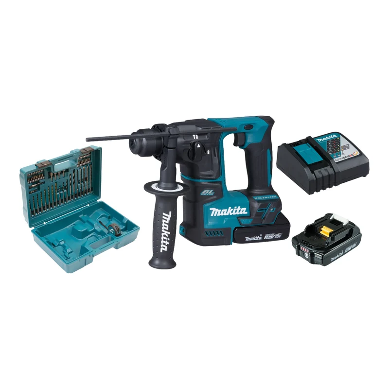 Makita DHR 171 RAX3 Akku Bohrhammer 18 V 1.2 Joule SDS Plus Brushless + 2x Akku 2,0 Ah + Ladegerät + 65 tlg. Set + Koffer