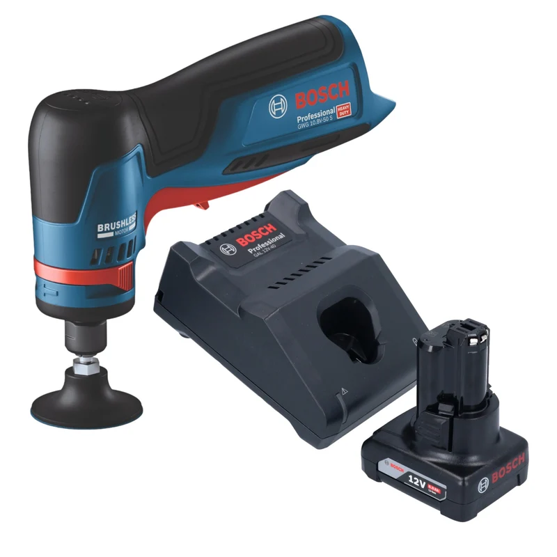 Bosch GWG 12V-50 S Professional Akku Geradschleifer 12 V 6 mm Brushless + 1x Akku 6,0 Ah + Ladegerät