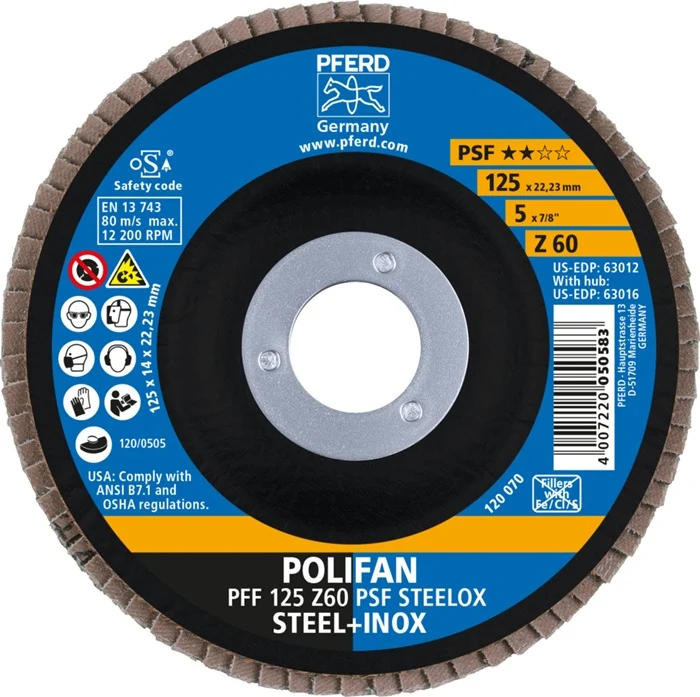 PFERD Fächerschleifscheibe ( 8000429965 ) Ø 125 mm Körnung 60 flach 10 Stück