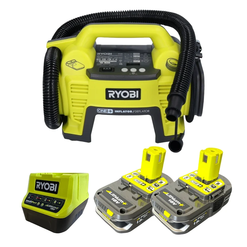 RYOBI R18I-215 Akku Kompressor 18 V 10,34 bar Druck + 2x Akku 1,5 Ah + Ladegerät