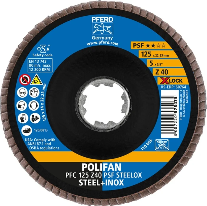 PFERD Fächerscheibe X-LOCK PSF Z STEELOX ( 4000840252 ) Ø 125 mm Körnung 40 konisch 10 Stück