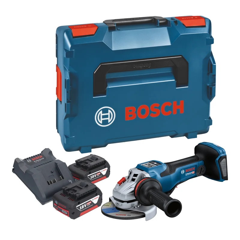 Bosch GWS 18V-15 PSC Professional Akku Winkelschleifer 18 V 125 mm BITURBO Brushless + 2x Akku 5,0 Ah + Ladegerät + L-Boxx