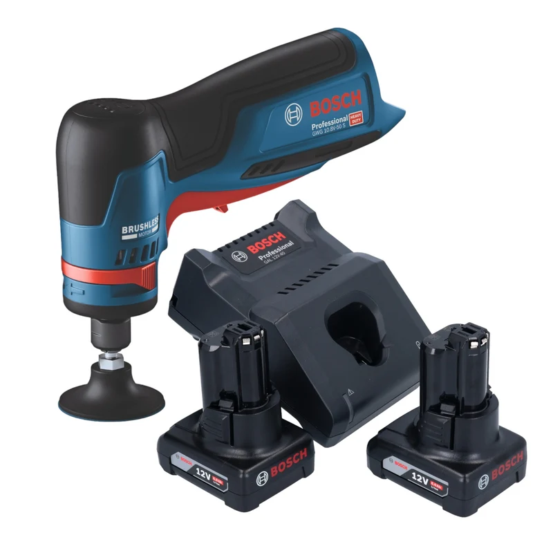 Bosch GWG 12V-50 S Professional Akku Geradschleifer 12 V 6 mm Brushless + 2x Akku 6,0 Ah + Ladegerät