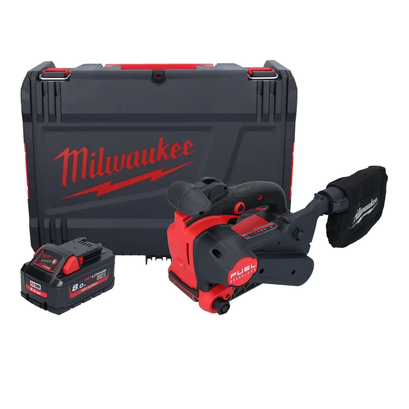Milwaukee M18 FBTS75-801X Akku Bandschleifer 18 V 75 x 457 mm Brushless + 1x Akku 8,0 Ah + HD Box - ohne Ladegerät