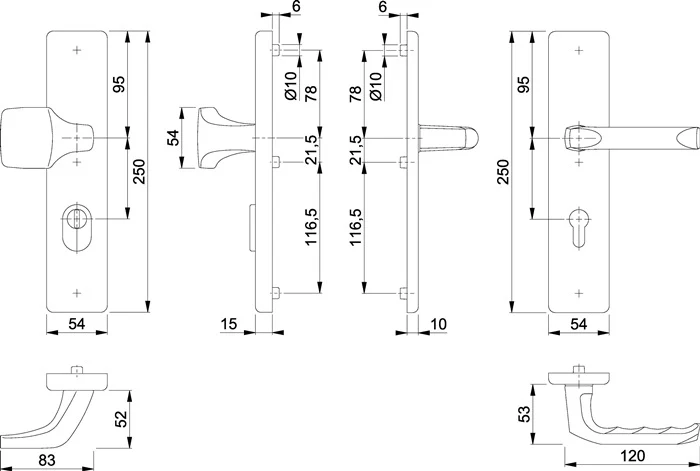 HOPPE Schutzgarnitur London 61G/2222ZA/2210/113 Aluminium F4 ( 3000209050 )