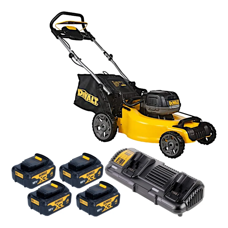 DeWalt DCMW 564 M4 Akku Rasenmäher 36 V ( 2x 18 V ) 48 cm Brushless + 4x Akku 4,0 Ah + Ladegerät