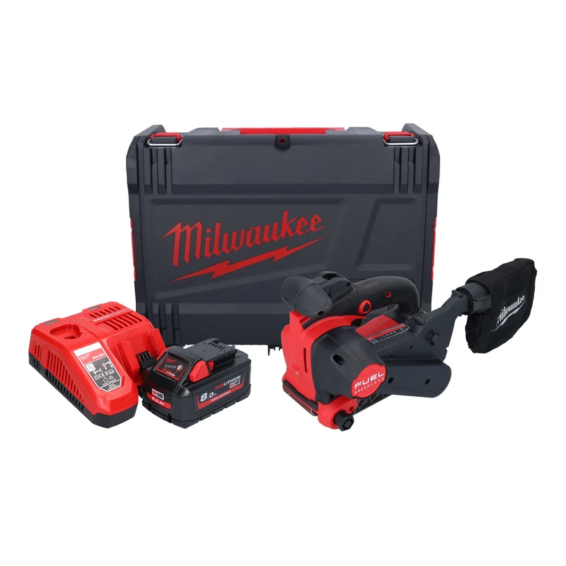 Milwaukee M18 FBTS75-801X Akku Bandschleifer 18 V 75 x 457 mm Brushless + 1x Akku 8,0 Ah + Ladegerät + HD Box