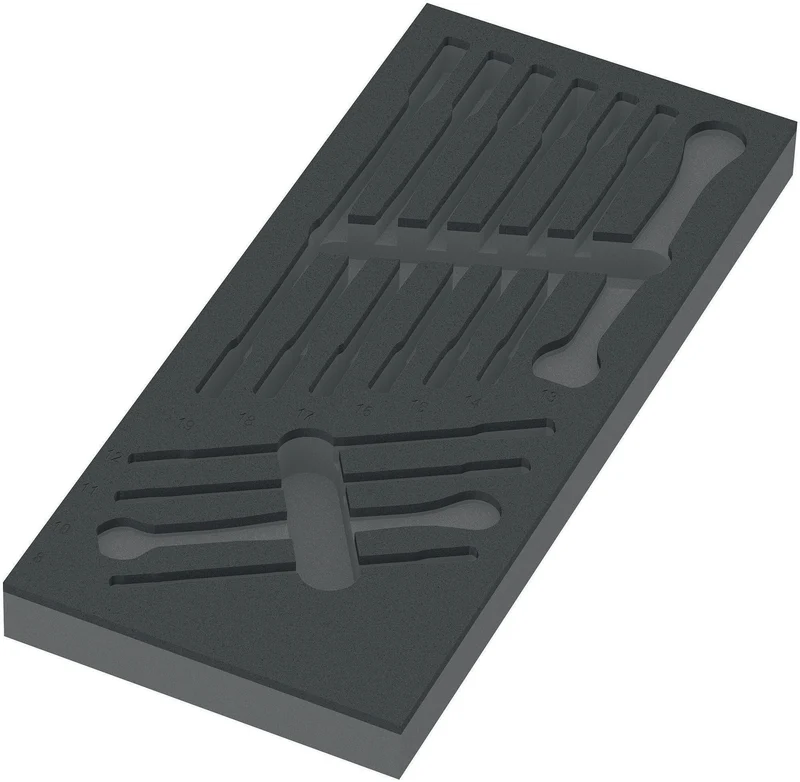 WERA Schaumstoffeinlage leer – Ersatz für 9730, 2-farbig, 172 x 30 x 392 mm