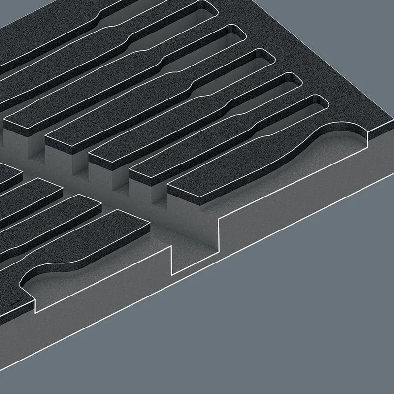WERA Schaumstoffeinlage leer – Ersatz für 9730, 2-farbig, 172 x 30 x 392 mm