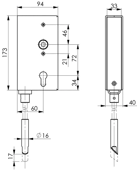 AMF Schlosskasten 140V DIN links / rechts ( 3311021010 )