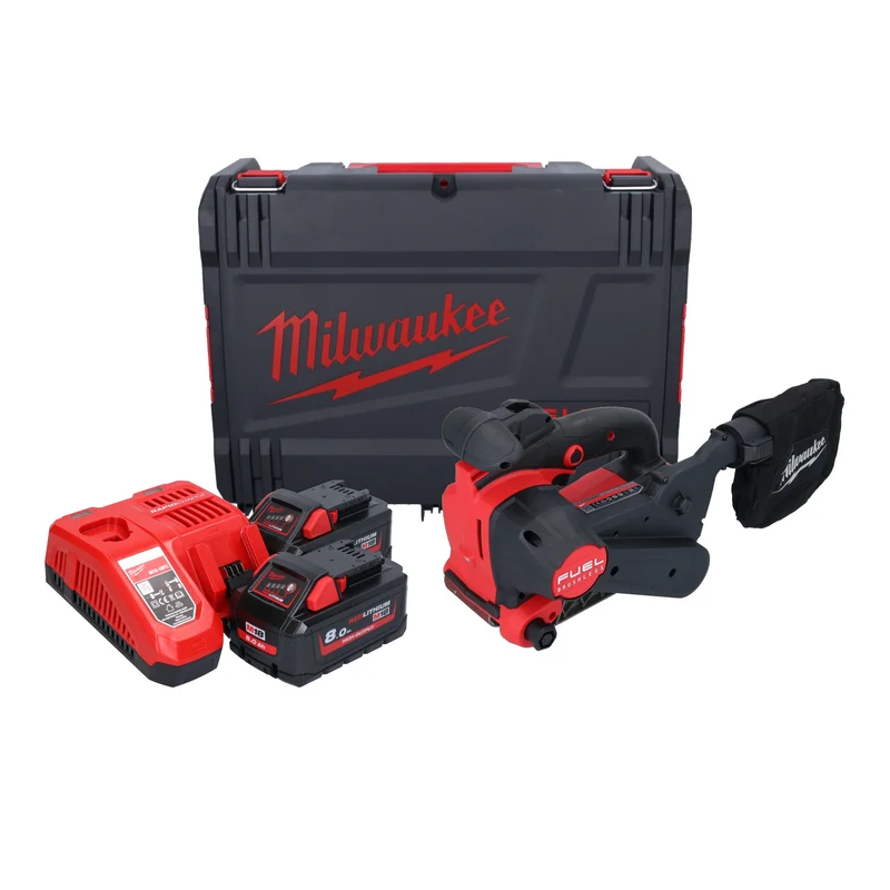Milwaukee M18 FBTS75-802X Akku Bandschleifer 18 V 75 x 457 mm Brushless + 2x Akku 8,0 Ah + Ladegerät + HD Box