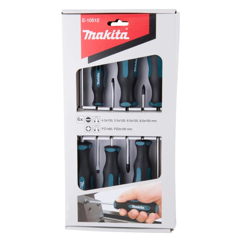 Makita E-10512 Schraubendreher Set 6 tlg. SL4 / SL5,5 / SL6,5 / SL8 / PZ1 / PZ2