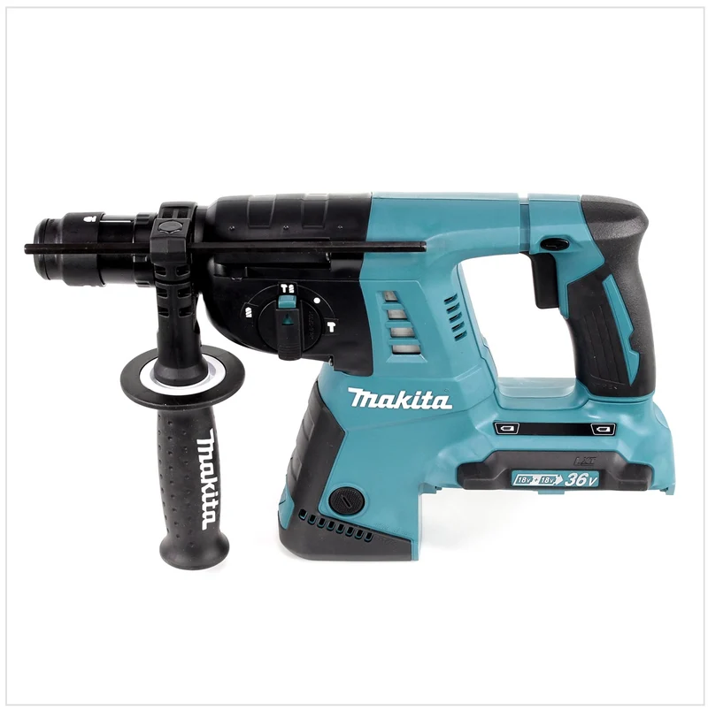 Makita DHR 264 2 x 18 V / 36 V Li-Ion SDS Plus Akku-Bohrhammer in Makpac 4 mit Einlage + 2 x BL 1850 B 18 V 5,0 Ah Li-Ion Akku + 1 x DC18RC Ladegerät + 5 tlg. Hartmetall Bohrer Set für Mauerwerk und Beton