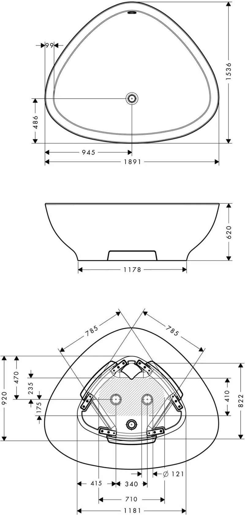 HANSGROHE AXOR MASSAUD Freistehbadewanne 1900 mm weiß – Designer-Wanne von Jean-Marie Massaud