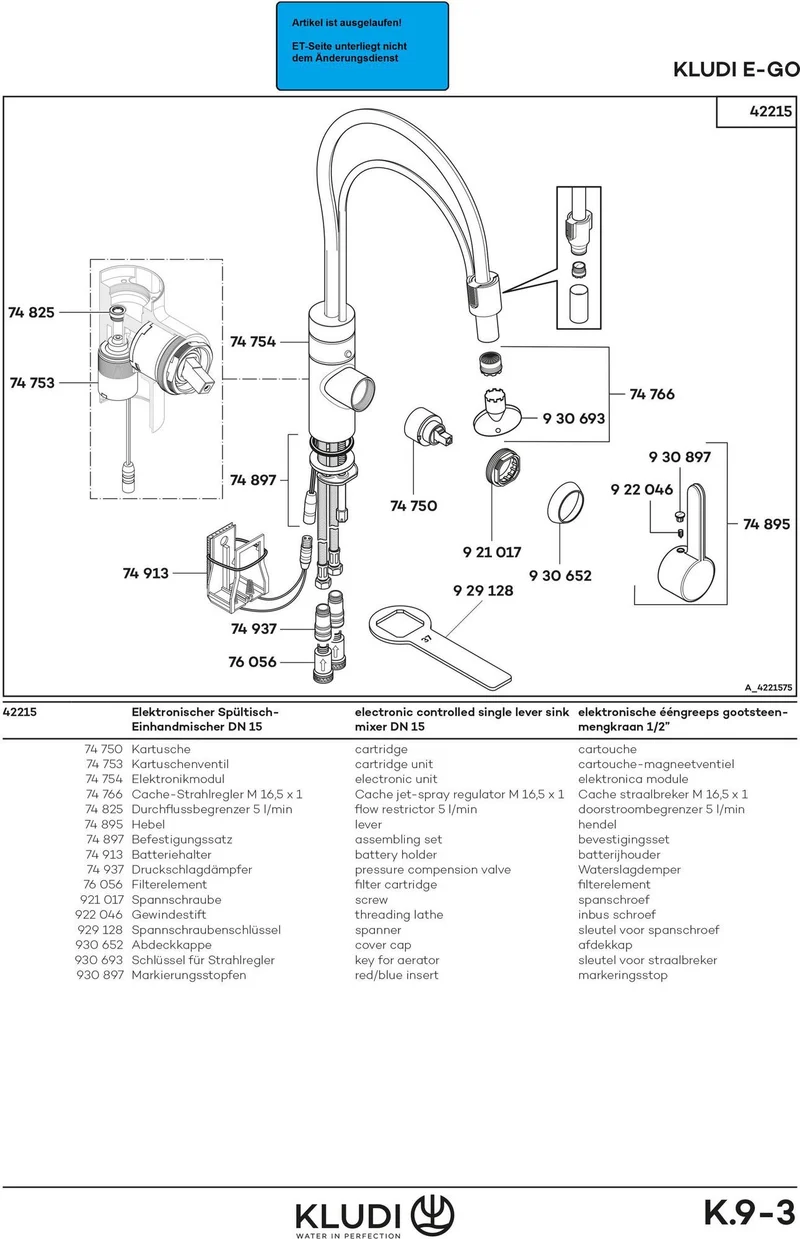 Kludi SPT-EHM E-GO DN 15 vc