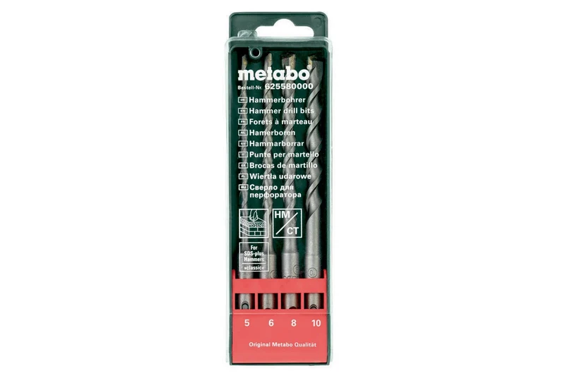 Metabo Bohrhammerzubehörset SDS-plus 4-teilig mit Hartmetall-Bohrspitze