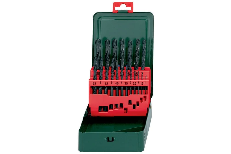 Metabo Bohrerkassette 19-teilig HSS-R Spiralbohrersatz Ø 1-10 mm in Metallkassette