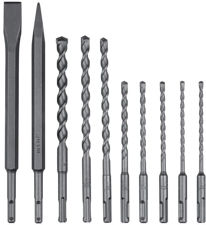 Metabo Bohrer-/Meißelsatz SDS-plus 10tlg. in Rolltasche – Hartmetall-Bohrspitze, für Beton, Mauerwerk, Naturstein
