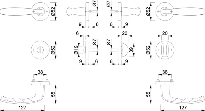 HOPPE Rosettengarnitur New York 1810/42KV/42KVS Aluminium F1 ( 3000203560 )
