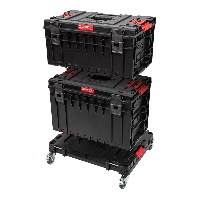 Qbrick System ONE Transport Platform 2.0 Workshop 625 x 503 x 160 mm 120 kg mit Schwenkrädern aus Metall und Bremse