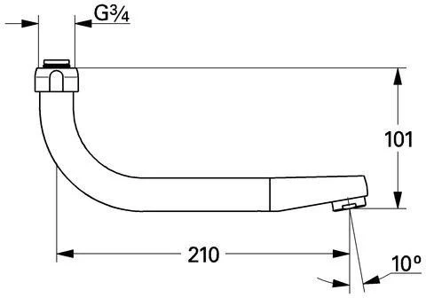 GROHE Schwenkbarer Rohreinlauf 13010 für Eurodisc SPT-Batterie – Auslauf 210 mm, Weiß