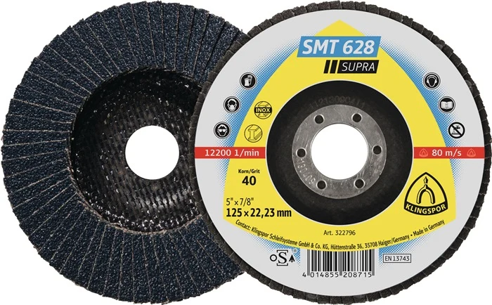 KLINGSPOR Fächerscheibe SMT 628 Supra Ø 115 mm Körnung 60 flach 10 Stück ( 4000842268 )